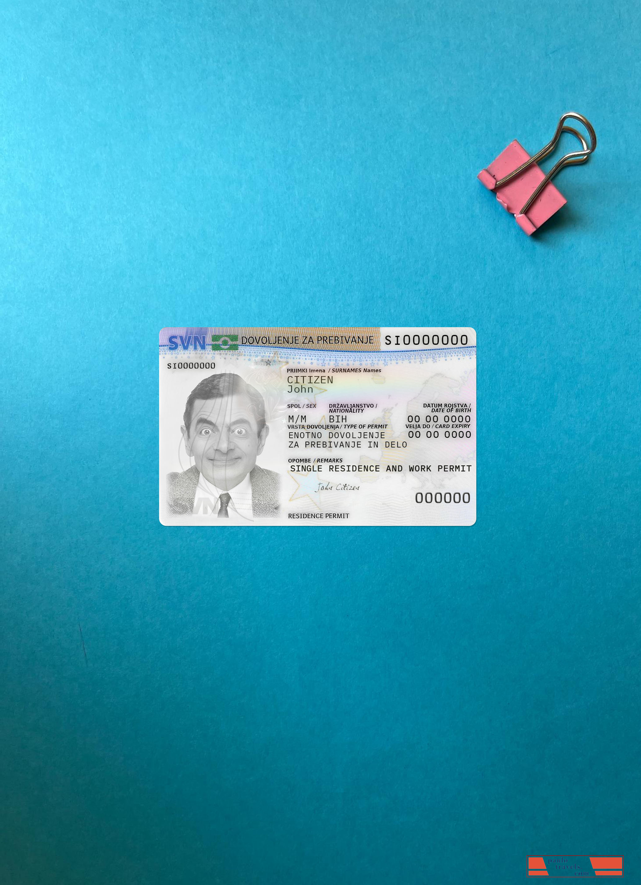 Slovenia residence permit card photolook front PSD template